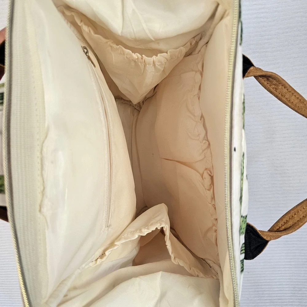 Cactus‎ Print Diaper Bag Backpack White Green Desert Succulent Travel Bag